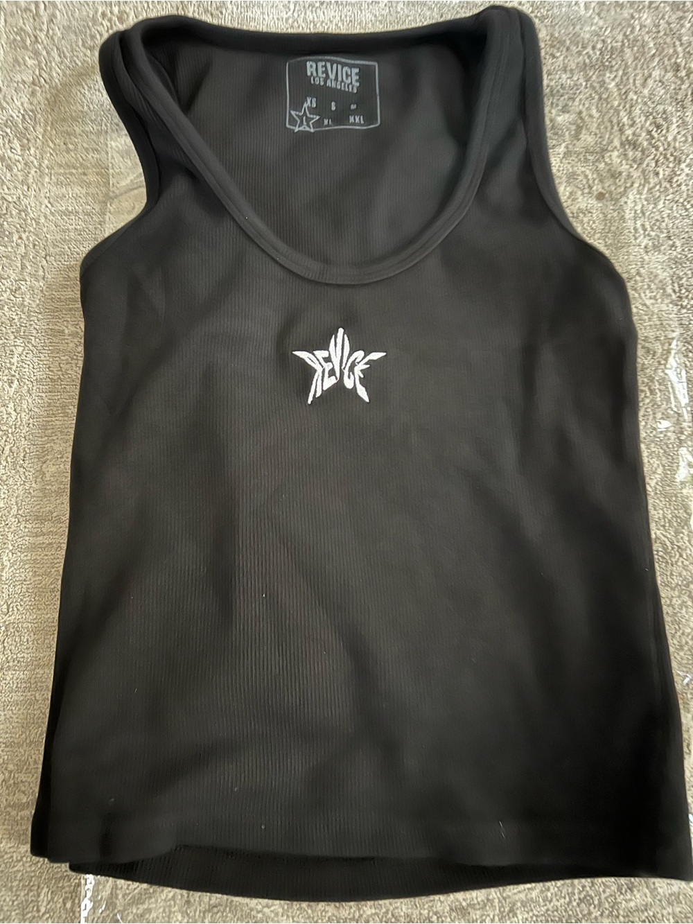 REVICE Black Ribbed Logo Tank Top